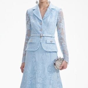 Self-Portrait Light Blue Lace Dress with Belt Size 4